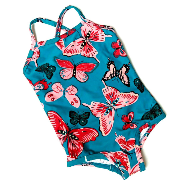 Hanna Andersson Other - New Hanna Andersson 2T Teal Pink Butterfly Swimsuit NWT One-piece Swim